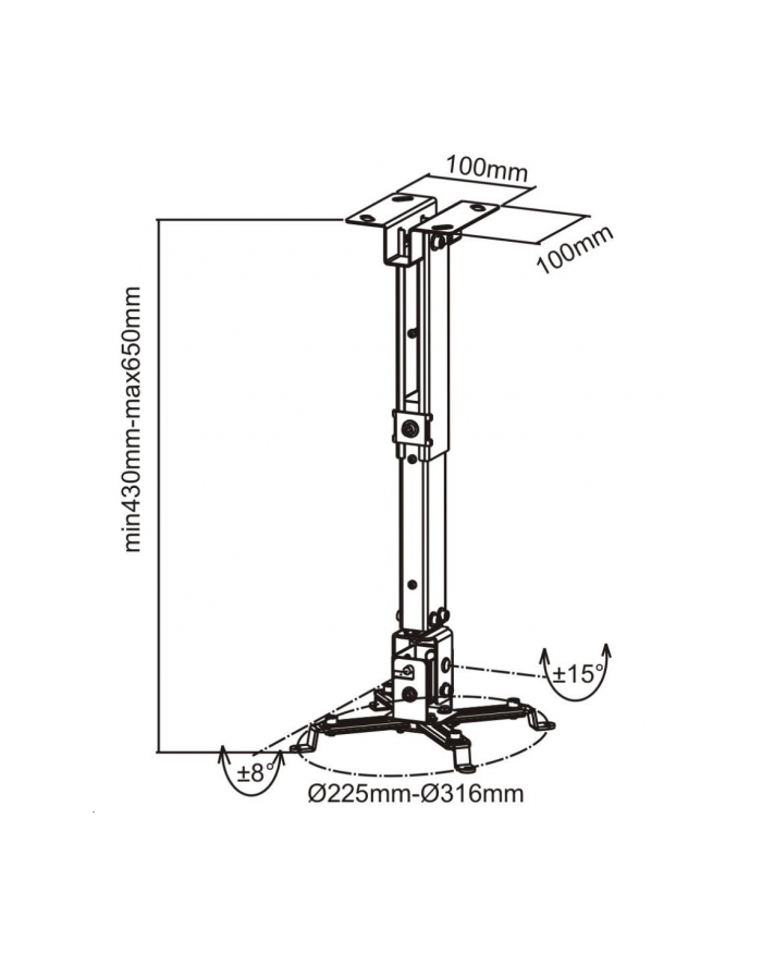 Connect IT Sufitowy uchwyt projektora P2 43-65cm, nachylenie (±30°, max. 20kg) główny