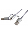 Kabel iGET USB/USB-C + micro USB, 1m Srebrny - nr 1