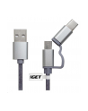 Kabel iGET USB/USB-C + micro USB, 1m Srebrny - nr 2