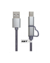 Kabel iGET USB/USB-C + micro USB, 1m Srebrny - nr 3