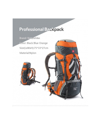 Naturehike Plecak Trekking 70L Nh70B070-B-Pomarańczowy