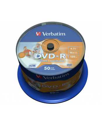 Płytki DVD-R VERBATIM 16x 4.7GB 50P CB PRINTABLE   43533
