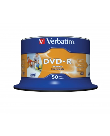 Płytki DVD-R VERBATIM 16x 4.7GB 50P CB PRINTABLE   43533