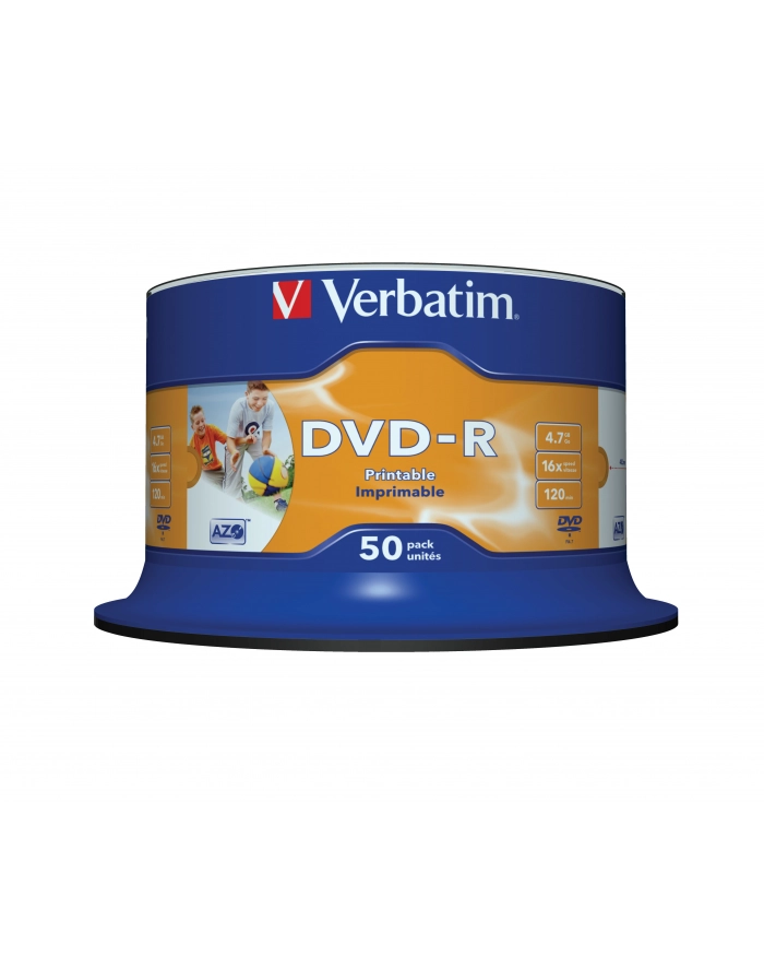 Płytki DVD-R VERBATIM 16x 4.7GB 50P CB PRINTABLE   43533 główny