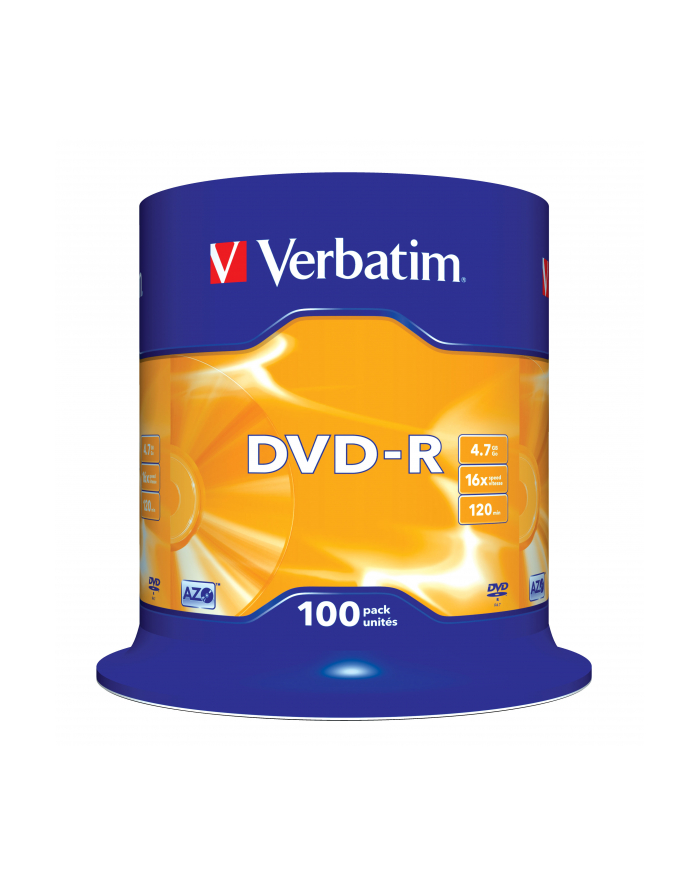 DVD-R VERBATIM 43549 4.7GB 16x CAKE 100 SZT główny