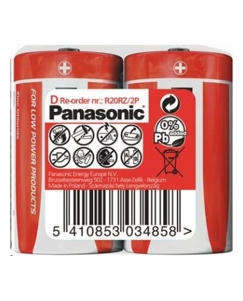 PANASONIC bateria CYNKOWO-WĘGLOWA, OGNIWO TYP D, 1.5V, , FOLIA, 2-PACK