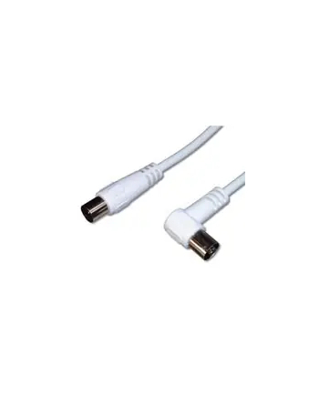 Premiumcord Kabel Antenowy Męski-Żeński Kątowy 75 Ohm 3m biały (Ktmf03U)