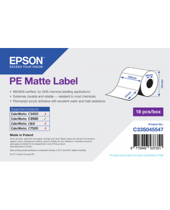 Epson Label Roll Synthetic 102X51Mm C33S045547