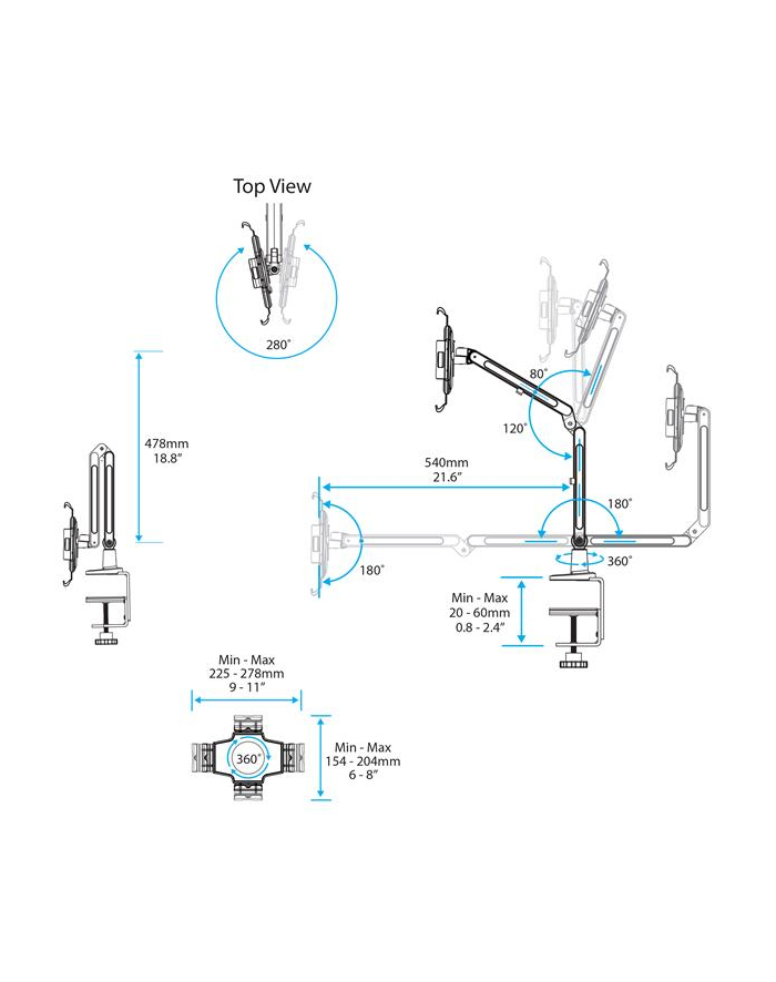 Startech.Com Desk-Mount Tablet Stand Articulating Arm For Ipad Or Android Justerbar Arm główny