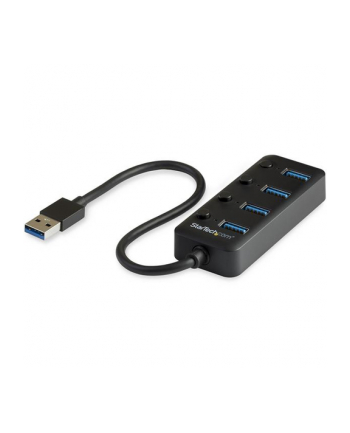 Startech.com 4-Port USB 3.0 Hub - 4x USB-A - Individual On/Off Switches - hub - 4 ports USB hub - 4 - Czarny (HB30A4AIB)