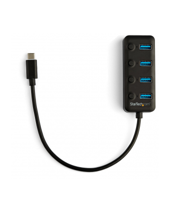 Startech.com 4-Port USB-C Hub - 4x USB-A Ports - Individual On/Off Switches - hub - 4 ports USB hub - 4 - Czarny (HB30C4AIB)