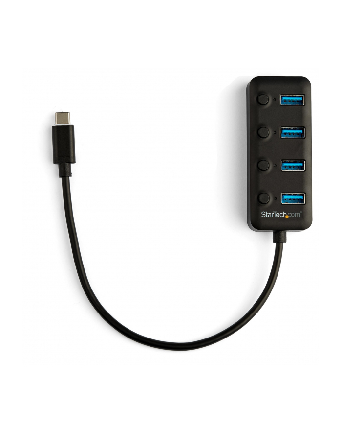 Startech.com 4-Port USB-C Hub - 4x USB-A Ports - Individual On/Off Switches - hub - 4 ports USB hub - 4 - Czarny (HB30C4AIB) główny