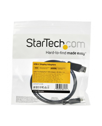 Startech Kabel Startech USB-C DisplayPort, 1m, Czarny (CDP2DP141MB)