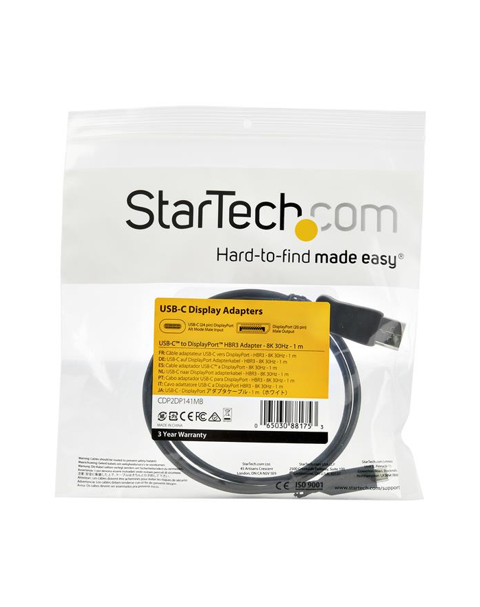 Startech Kabel Startech USB-C DisplayPort, 1m, Czarny (CDP2DP141MB) główny