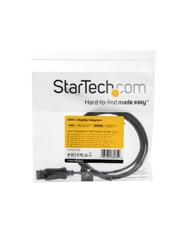 Startech Kabel Startech USB-C DisplayPort, 1.8m, Czarny (CDP2DP146B) główny