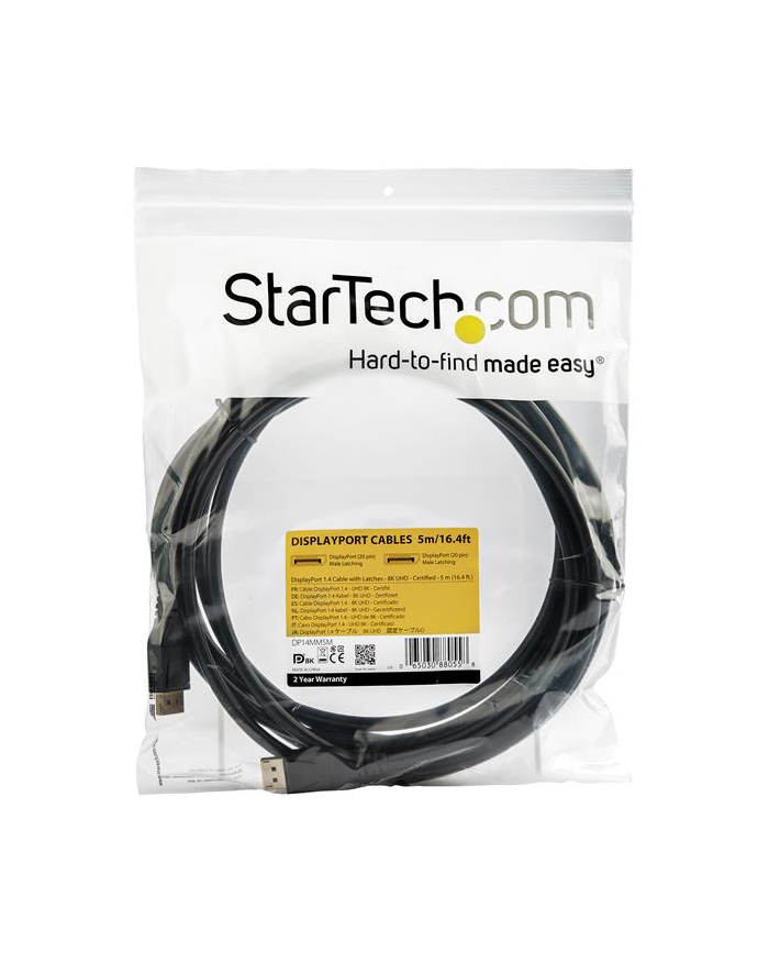 Startech.com 5m 16.4ft DisplayPort 1.4 Cable - VESA Certified - 8K DP Cable - DisplayPort cable - 5 m (DP14MM5M) główny
