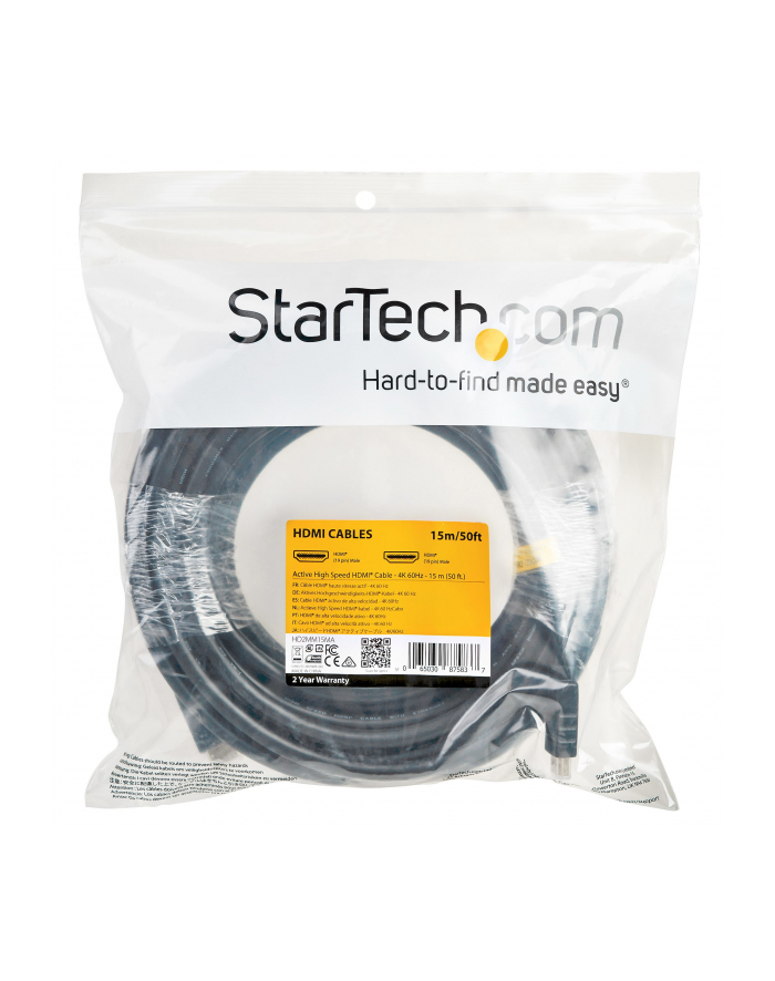 Startech.com CL2 Active HDMI Cable - 4K 60Hz - HDMI cable - 15 m (HD2MM15MA) główny