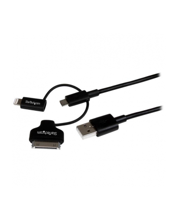 Startech Kabel USB Apple 30 - pin Dock/Lightning/microUSB 1m czarny - (LTADUB1MB)
