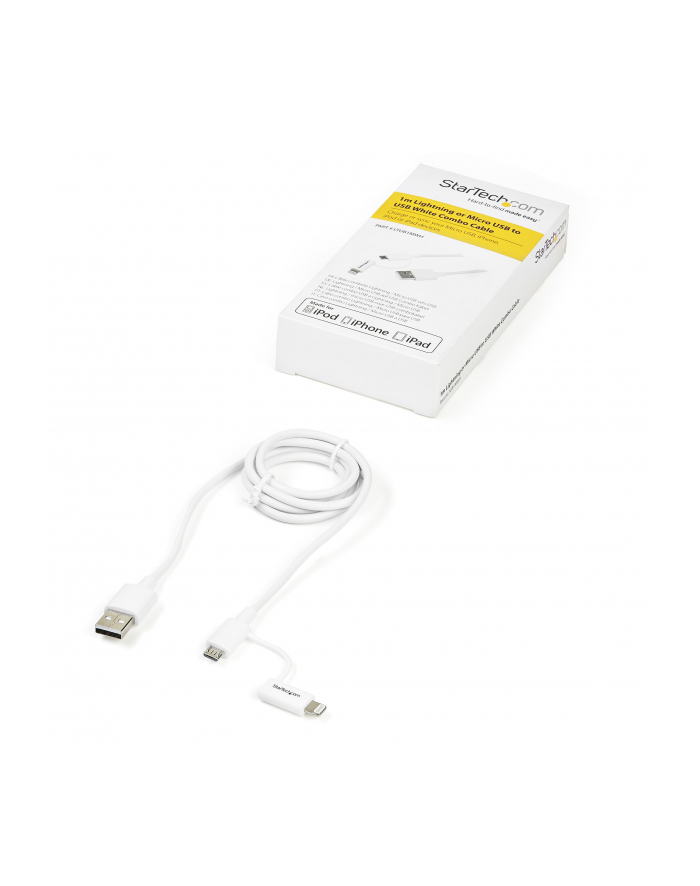 Startech Kabel USB A - Lightning - Micro B 1m (LTUB1MWH) główny