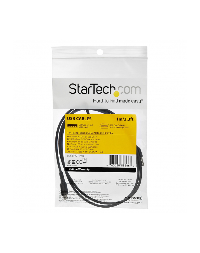 Startech.COM  1 M / 3.3FT. USB C CABLE - BLACK - ARAMID FIBER - USB-C CABLE - 1 M  (RUSB2CC1MB) główny