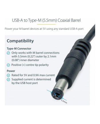 Startech.com 0.91 m, USB to Type M Barrel Power Cable (USB2TYPEM) nr 1