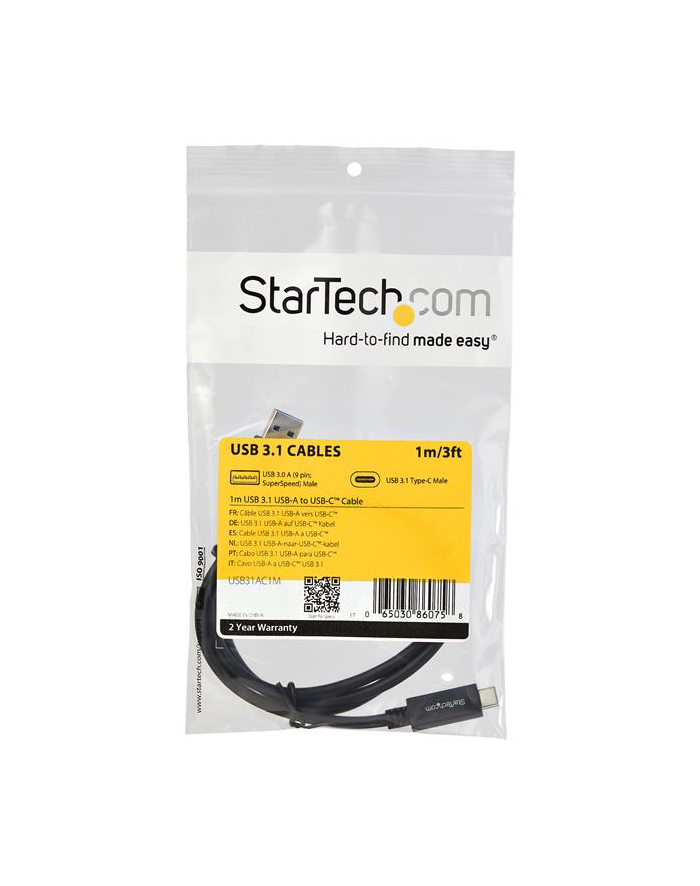 Startech Kabel USB USB A - 3.1C 1m czarny - USB31AC1M (USB31AC1M) główny