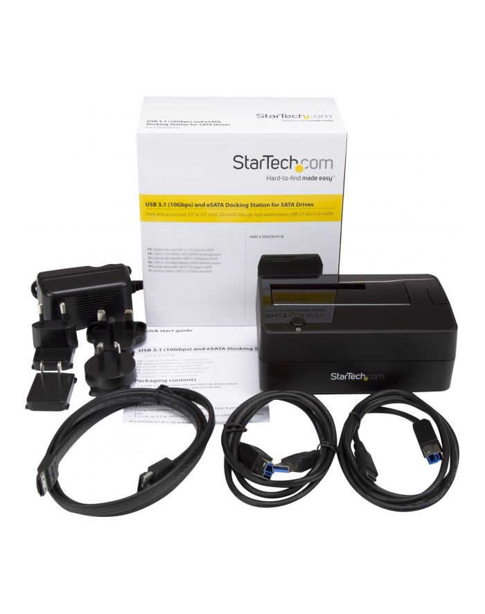 Startech.com Drive Docking Station for 2.5 / SATA Drives USB 3.1 (USB-A USB-C) or eSATA HDD docking station SATA 6Gb/s eSATA USB 3.1 (SDOCKU313E) główny