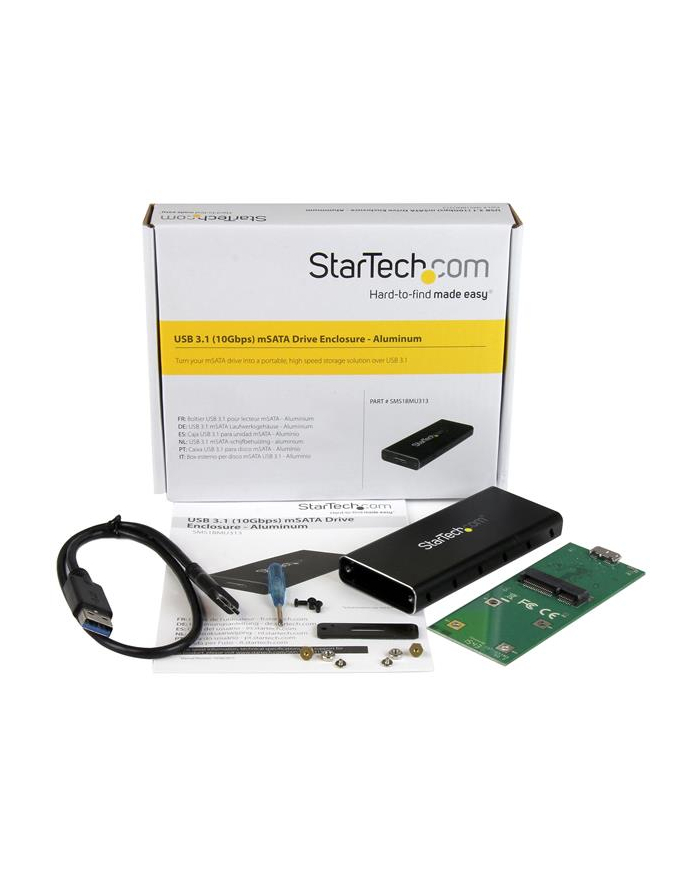 Startech.com USB 3.1 (10Gbps) mSATA Drive Enclosure (SMS1BMU313) główny