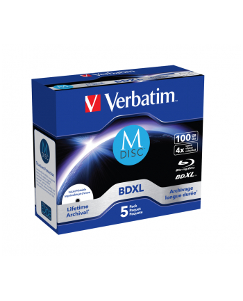 Verbatim 1x5 M-Disc BD-R Blu-Ray 100GB 4x Speed inkjet print (43834)