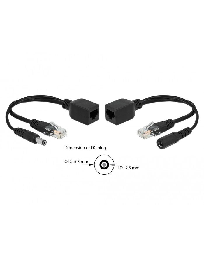Delock POE INJECTOR PASSIVE UTP ADAPTER KIT 0.21M (5.5 X 2.5MM) (66024) główny