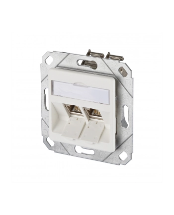 Metz Connect Gniazdo Sieciowe Wkład Z Płytką Centralną Podtynkowy Cat 6 2 Porty Czysty Biały