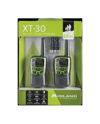 Pni Radio Pmr Przenośne Midland Xt30 Zestaw 2 Szt. Zielone C1177 Akumulatory W Zestawie