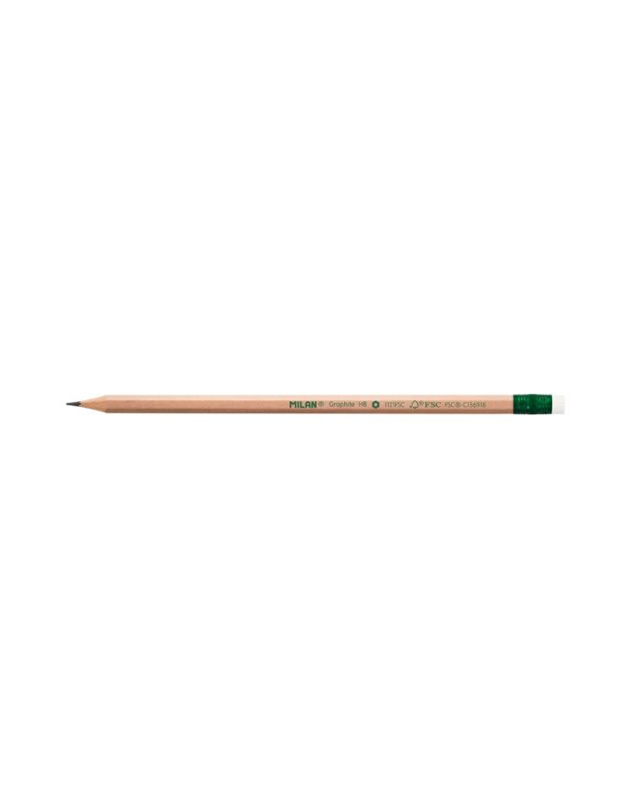 Ołówek sześciokątny HB z gumką natural p12 071212112FSC MILAN cena za 1szt. główny