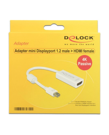 Delock Adapter mini DisplayPort 1.2 na HDMI Biały (62614)