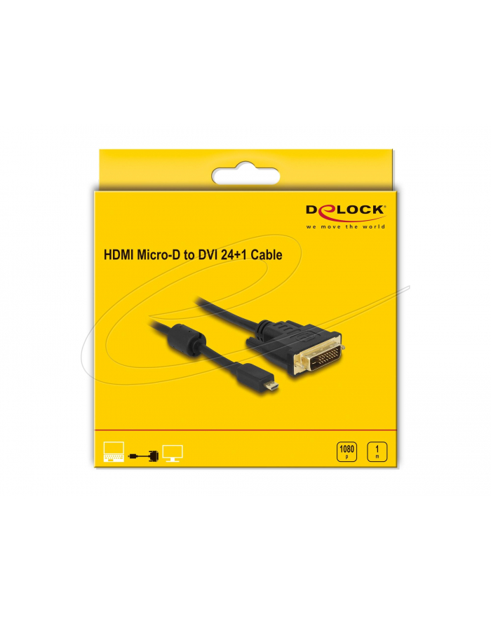 Delock microHDMI na DVI (24+1) 1m Czarny (83585) główny