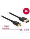 DELOCK KABEL HDMI(M)->HDMI MICRO(M) 1.5M 4K 60HZ 3D CZARNY SLIM PREMIUM DELOCK  (84782) - nr 2