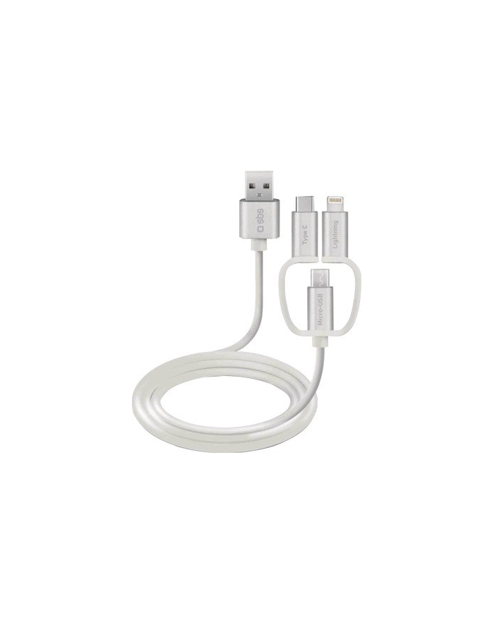 SBS USB - microUSB/Lightning/USB-C 1m Biały (TECABLEUSBIP531W) główny