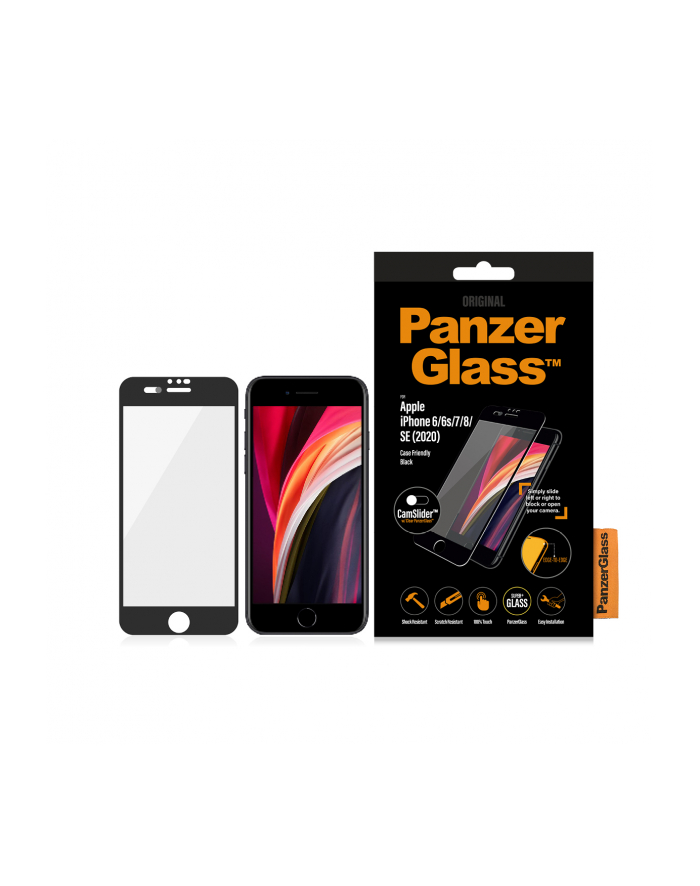 Panzerglass E2E Super+ iPhone 6/6s/7/8 /SE 2020 Case Friendly CamSlider czarny/black główny