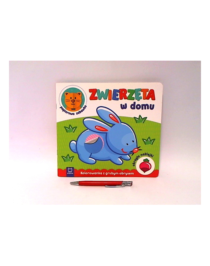Książka Zwierzęta w domu. Kolorowanka z grubym obrysem, okrągłe naklejki, papierowa zabawka AKSJOMAT główny
