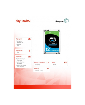 Dysk twardy Seagate SkyHawkAI 12TB 3,5''256MB ST12000VE001