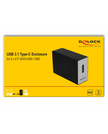 DeLOCK 42607 storage drive enclosure HDD/SSD enclosure Black, Grey 2.5'', Drive cases