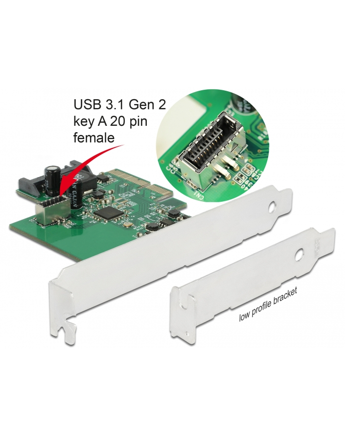DeLOCK PCIe card> 1x internal USB 3.2 Gen 2 Key A 20 pin, interface card główny