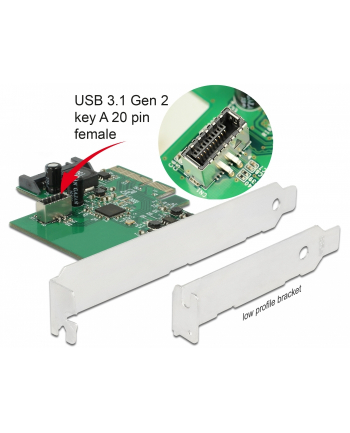 DeLOCK PCIe card> 1x internal USB 3.2 Gen 2 Key A 20 pin, interface card