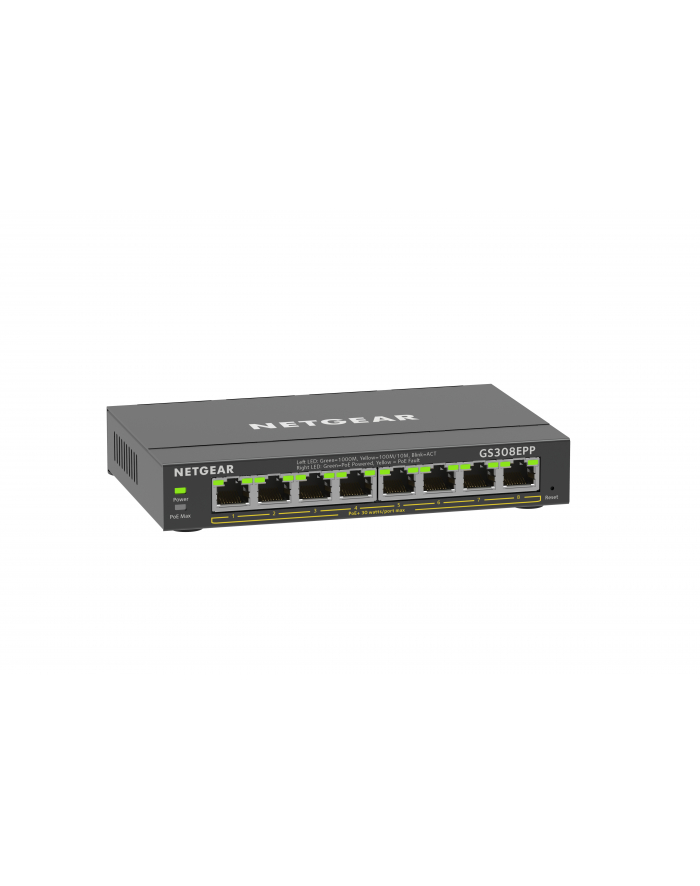 Netgear GS308EPP Managed L2/L3 Gigabit Ethernet (10/100/1000) Power over Ethernet (PoE) Black, Switch główny