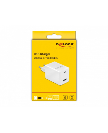 DeLOCK USB charger USB Type-C PD 3.0 and USB Type-A with 48 W.