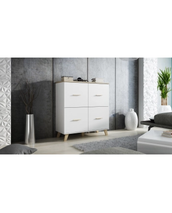 cama meble Komoda LOTTA 110 4D biały+ dąb sonoma