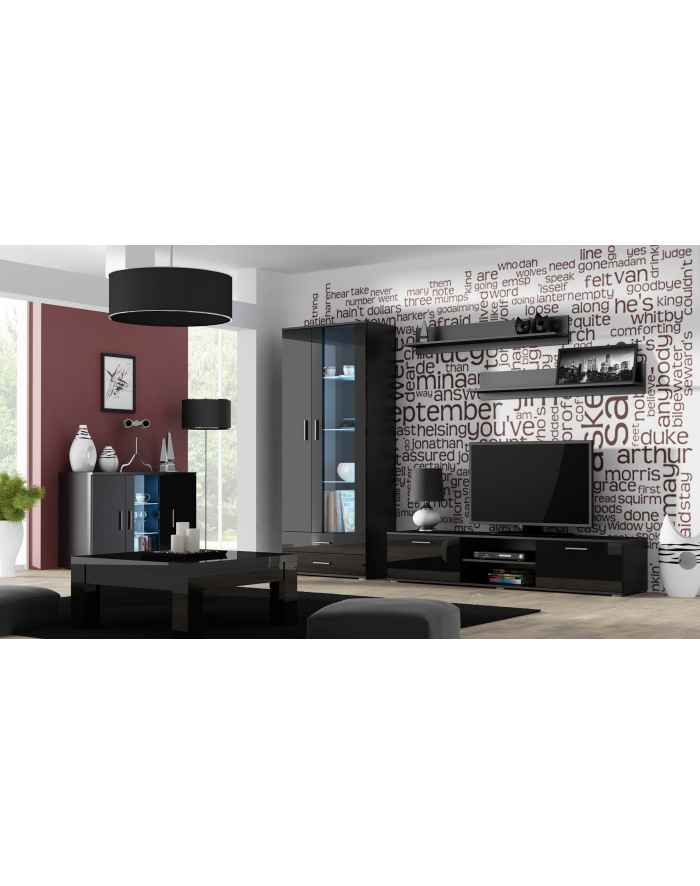 cama meble Komoda 120cm SOHO S7 czarny/ czarny połysk główny