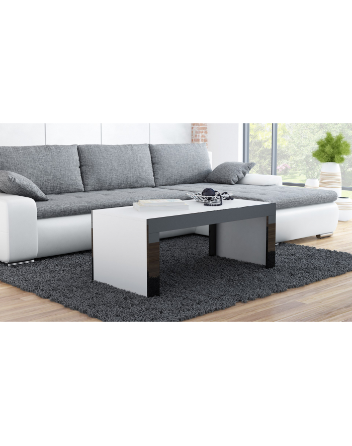 cama meble Stolik/ława TESS 120 biały/ czarny połysk główny
