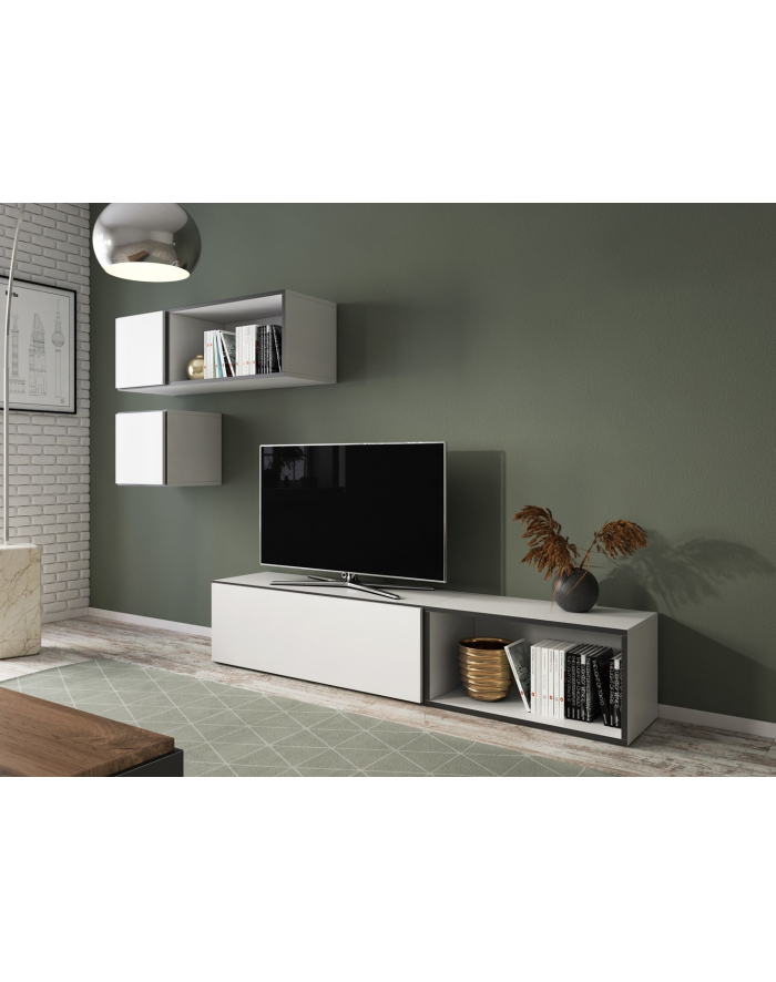 cama meble Zestaw ROCO 5 (RO1+2xRO4+2xRO5) biały/ czarny/biały główny