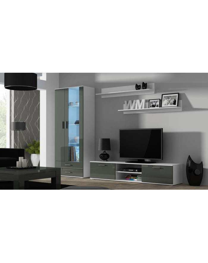 cama meble Zestaw SOHO 8 (RTV180 + Wit S6 + Półki) BI/SZ POŁ główny